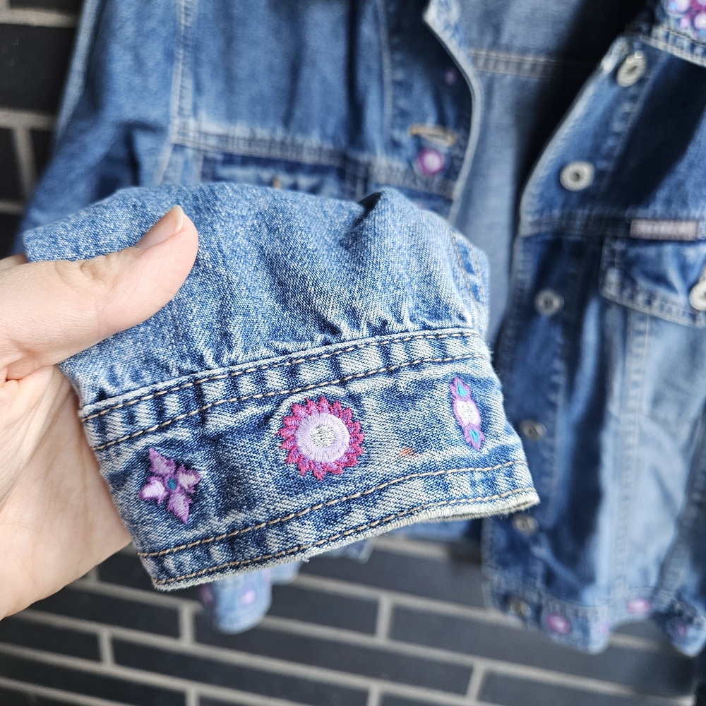 Buffalo Jean Vintage 90s Women's Embellished Embroidered Jean Jacket Size M - Picture 6 of 16
